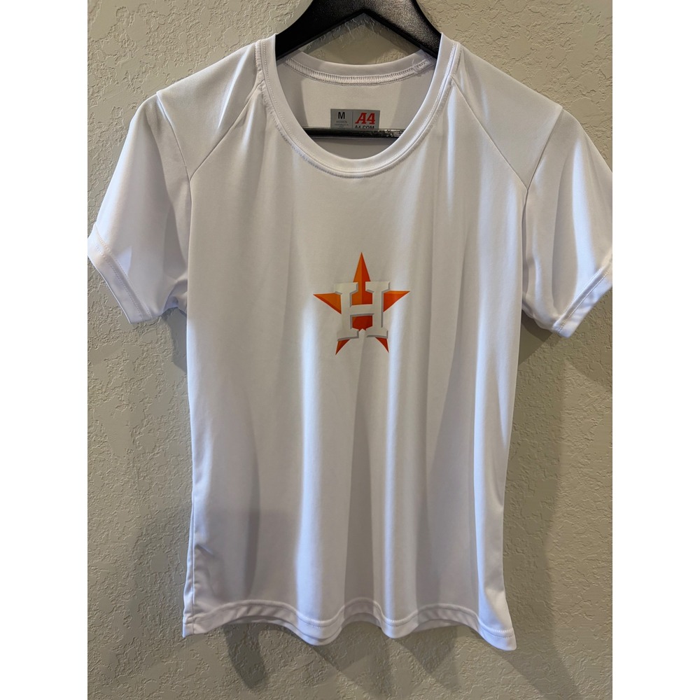 A4 Houston Astros Womens White Performance T-Shirt Size Medium MLB Fan Gear